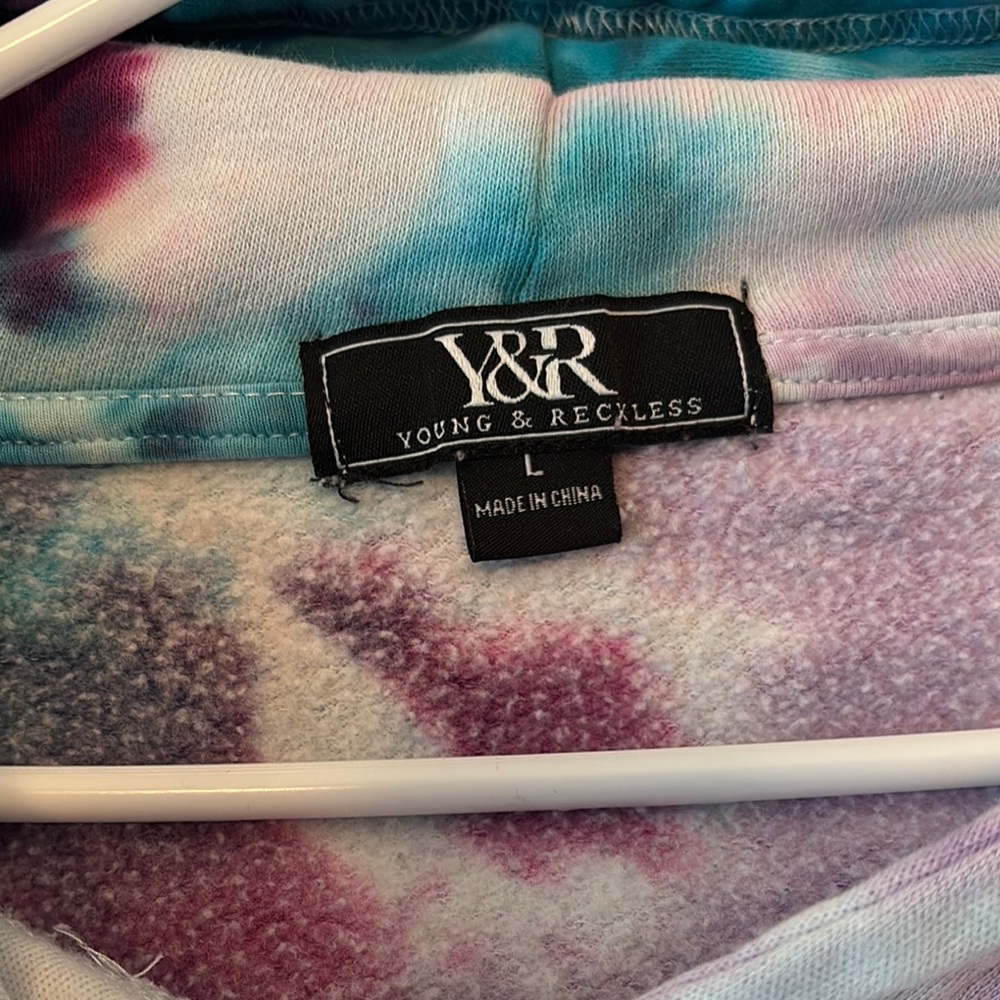 Young & Reckless Tie-Dye Hoodie Unisex Large Gently Used - Picture 2 of 4